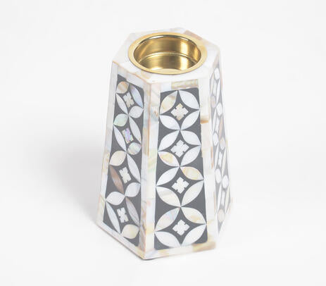 Hexagonal Pyramid Mother of Pearl Tealight Holder