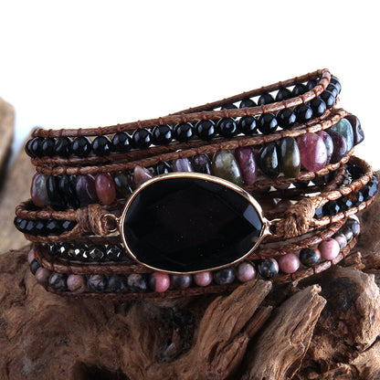 Natural Stone Wrap Bracelet - Onyx