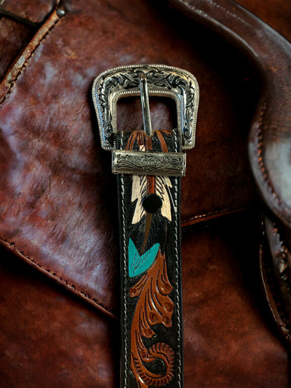 Feather western style belt