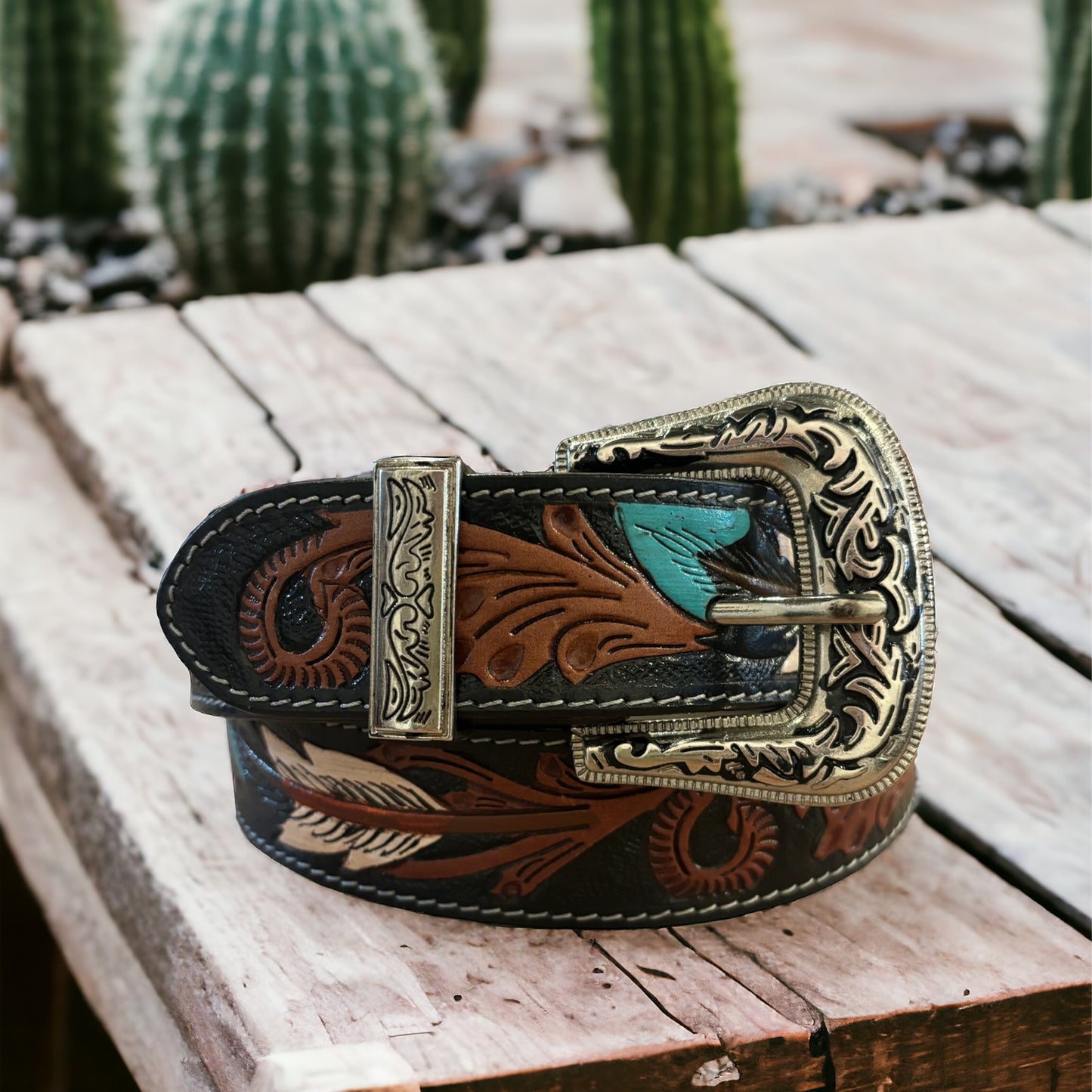 Feather western style belt