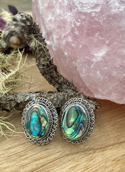 Paua Shell Ornate Stud Earrings