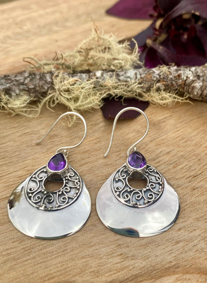 Teardrop Dangle Earrings - Amethyst