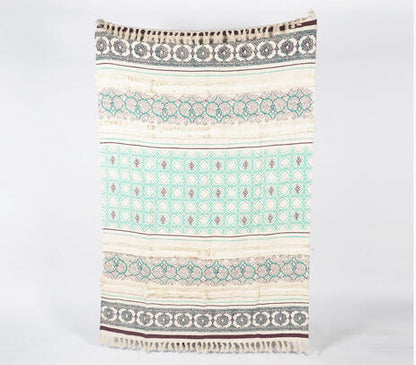 Boho Block Printed Floral Throw