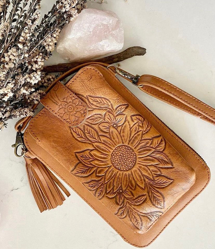 Sunflower Phone Wallet Tan