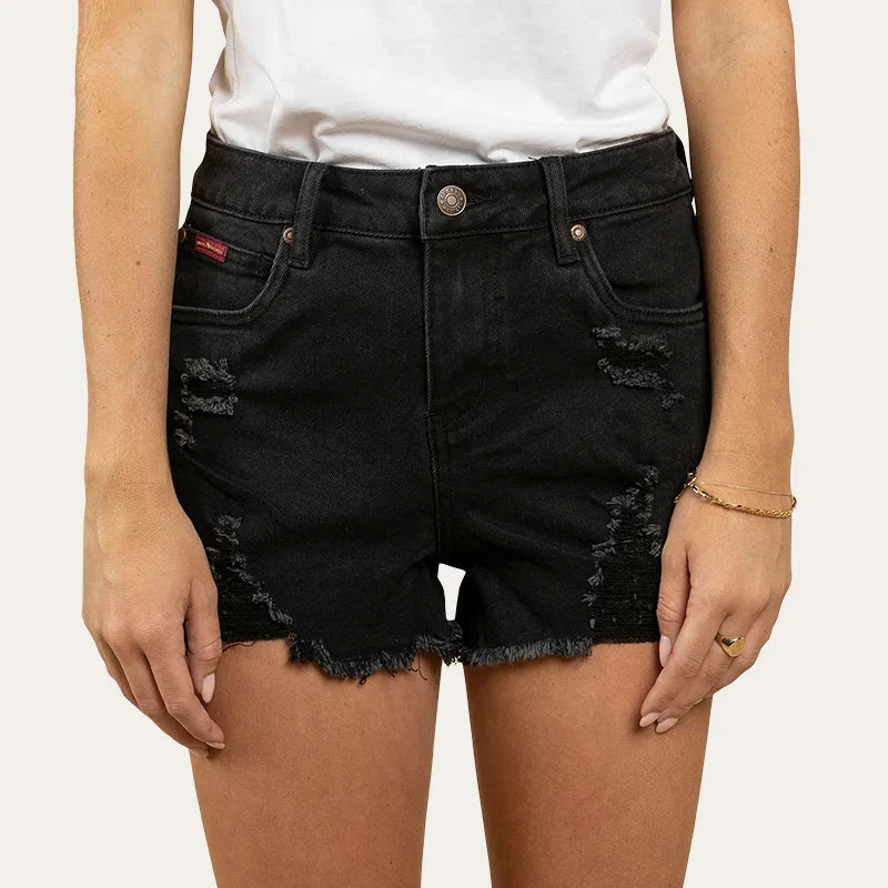 Jessie Ripped Denim short - Black