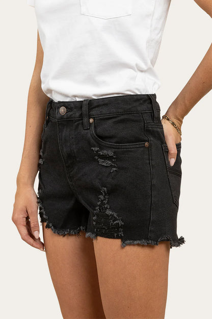 Jessie Ripped Denim short - Black