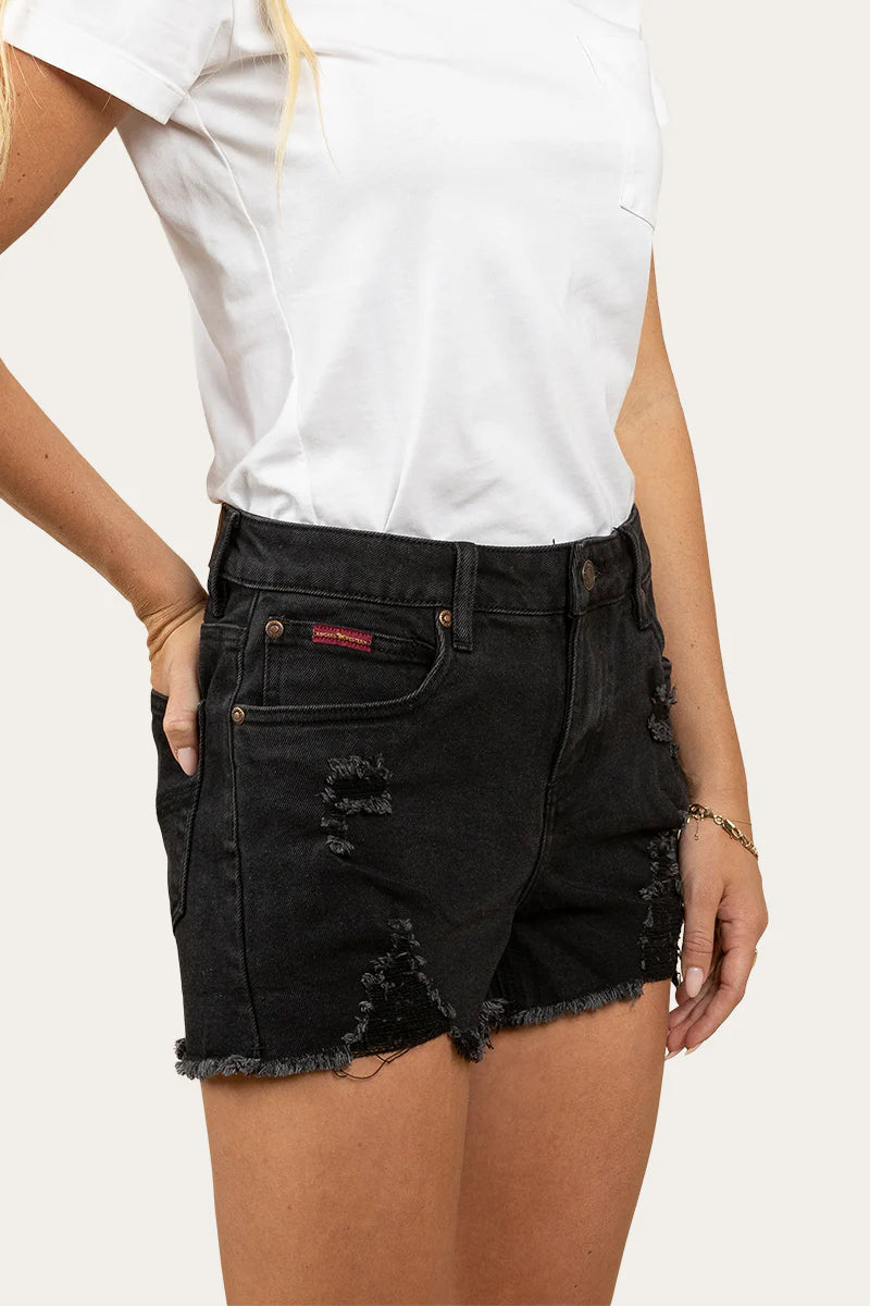 Jessie Ripped Denim short - Black