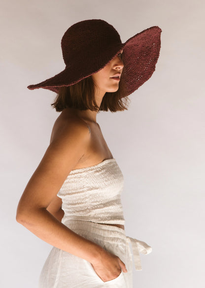 Janis Wide Brim Hat - Merlot