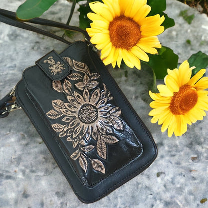 Sunflower Phone Wallet  - Antique Black