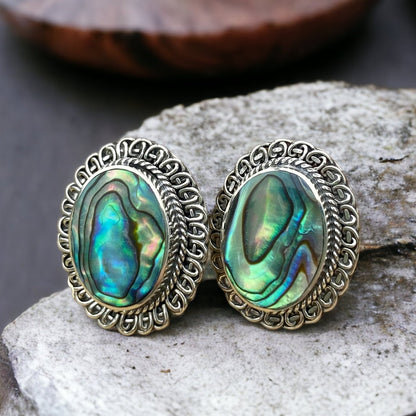 Paua Shell Ornate Stud Earrings