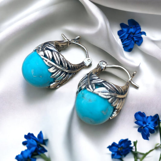 Turquoise Leaf Cuff Earrings