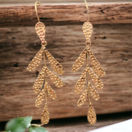 Leaf Earrings - Gold Tone