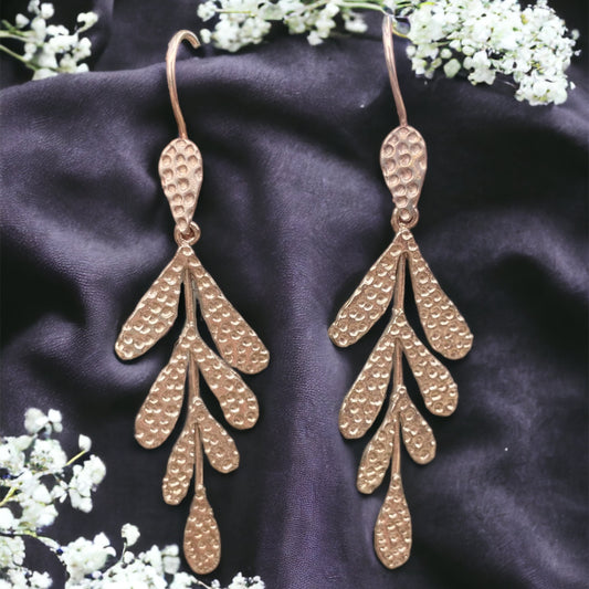 Leaf Earrings - Silver Tone