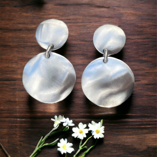 Disc Earrings - Silver Tone