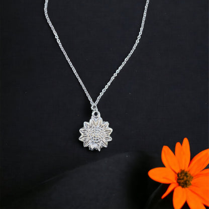 Silver Plated Sunflower Necklace