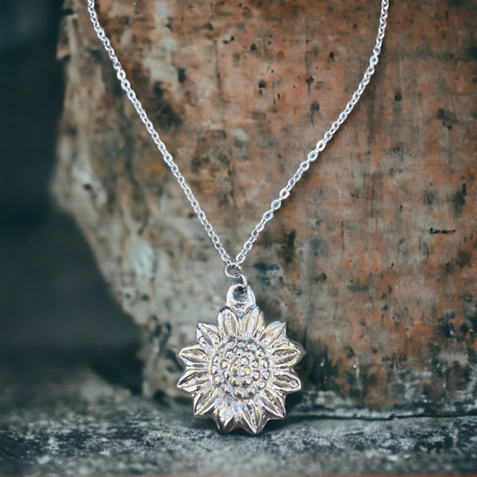 Silver Plated Sunflower Necklace