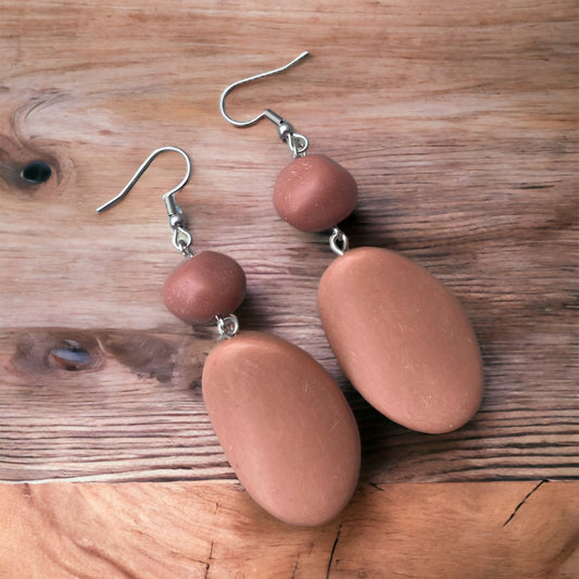 Resin Beaded Earring - Rust