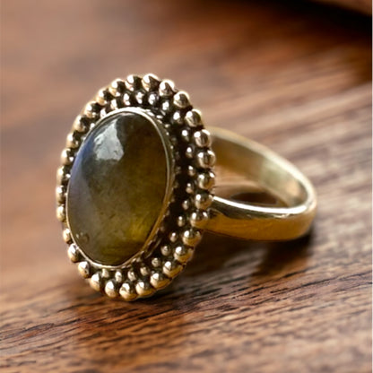 Labradorite Oval Sterling Silver Ring