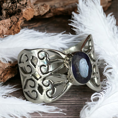 Iolite sterling silver ring