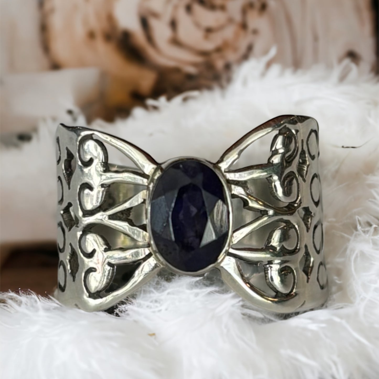 Iolite sterling silver ring