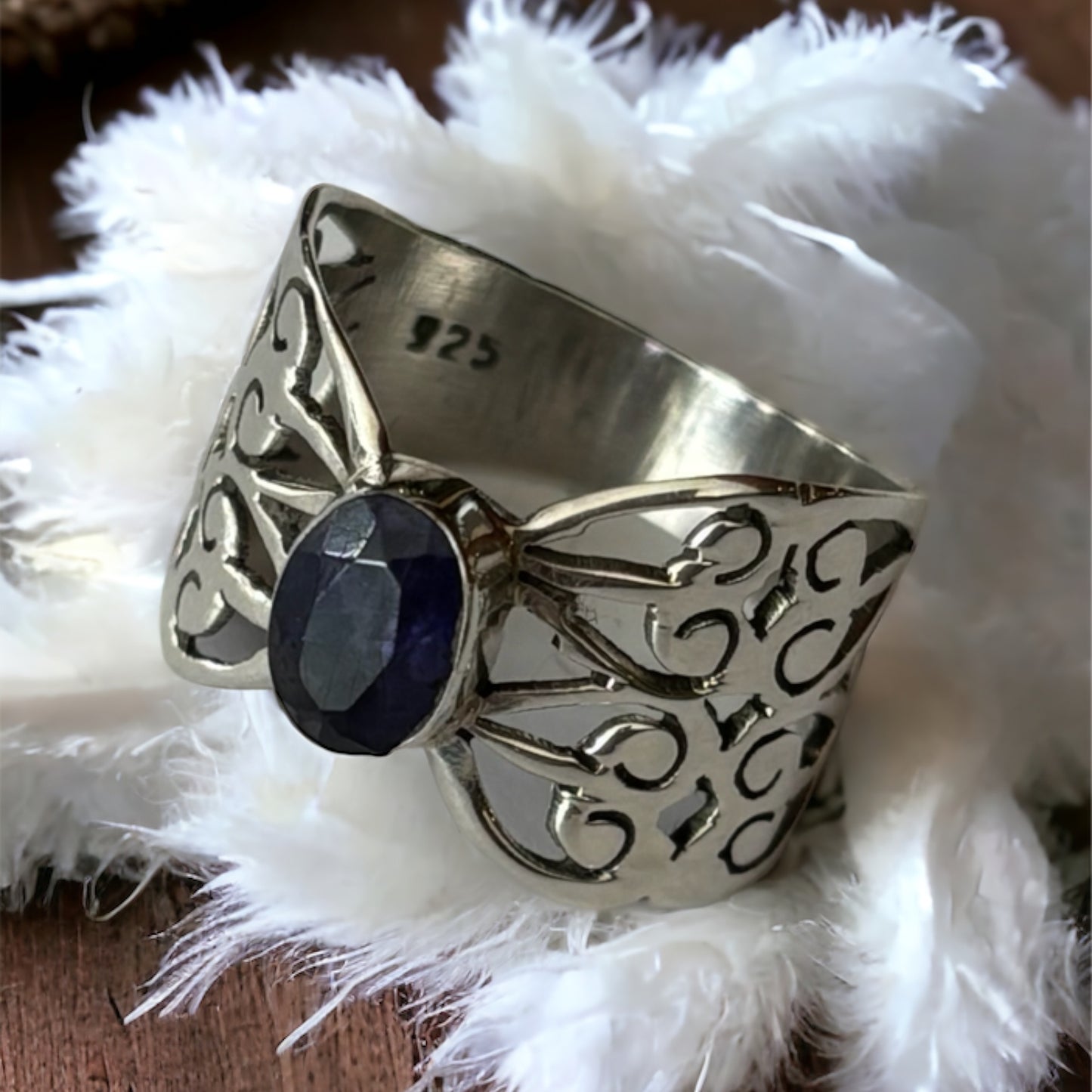 Iolite sterling silver ring