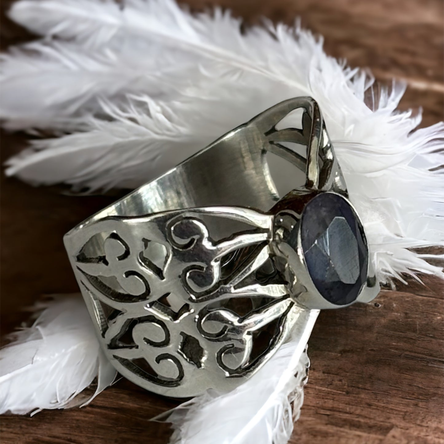 Iolite sterling silver ring