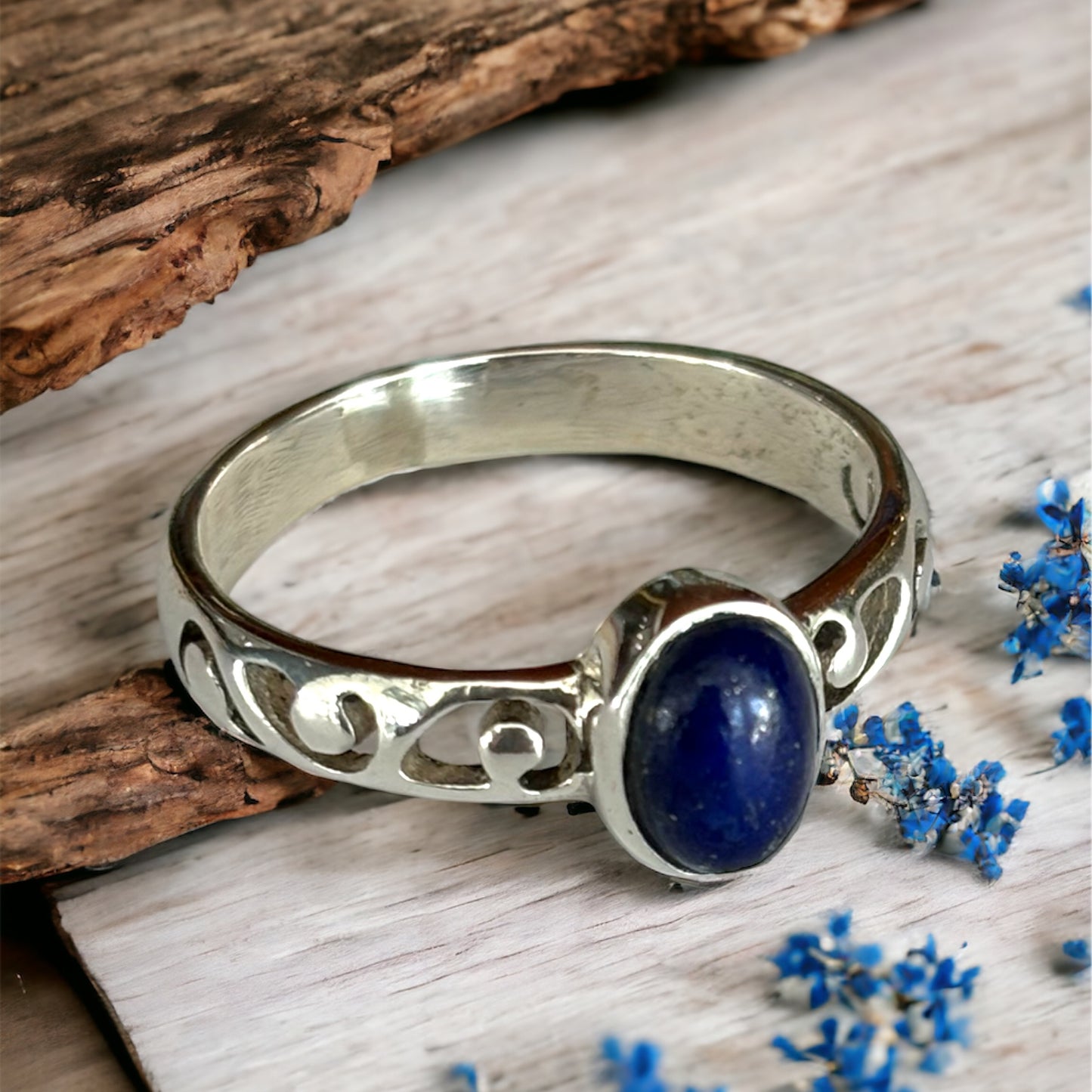 Lapis Lazuli oval sterling silver ring