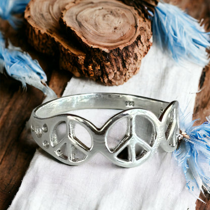 Peace sterling silver ring