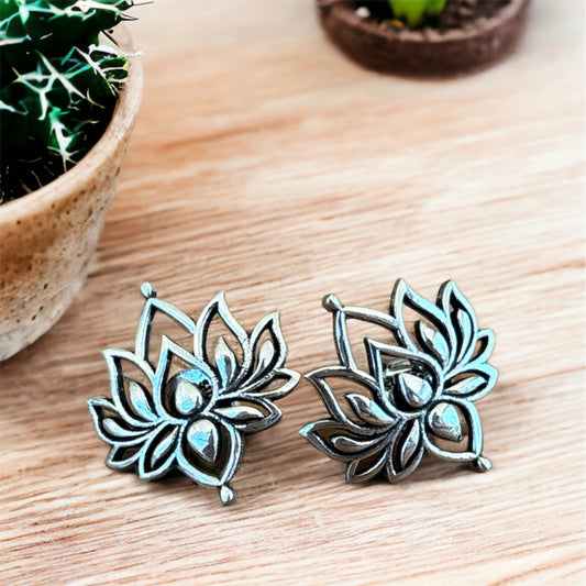 Lotus Flower sterling silver stud earrings