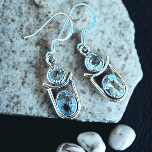 Blue Topaz sterling silver earrings