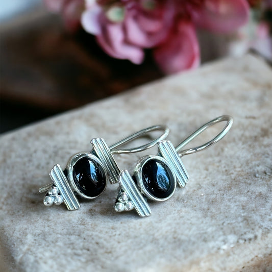 Black Onyx sterling silver earrings