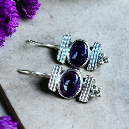 Amethyst sterling silver earrings