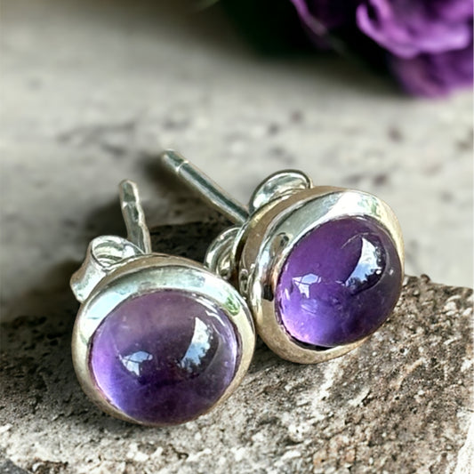 Amethyst sterling silver studs