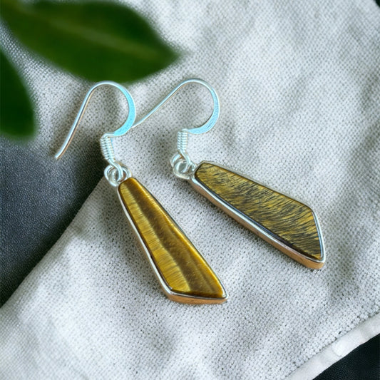 Tigers eye sterling silver earrings