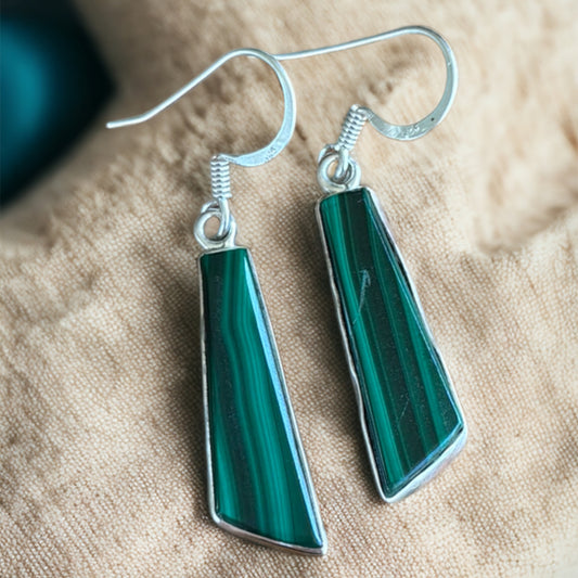 Malachite sterling silver earrings