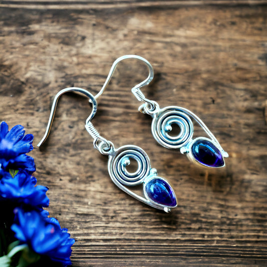 Lapis Lazuli spiral teardrop earrings