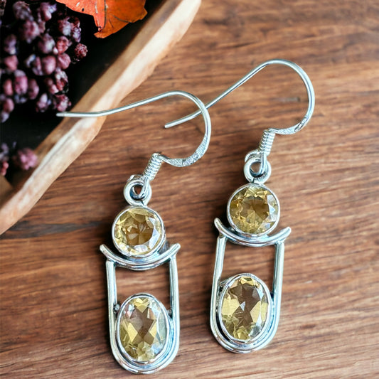 Citrine sterling silver earrings