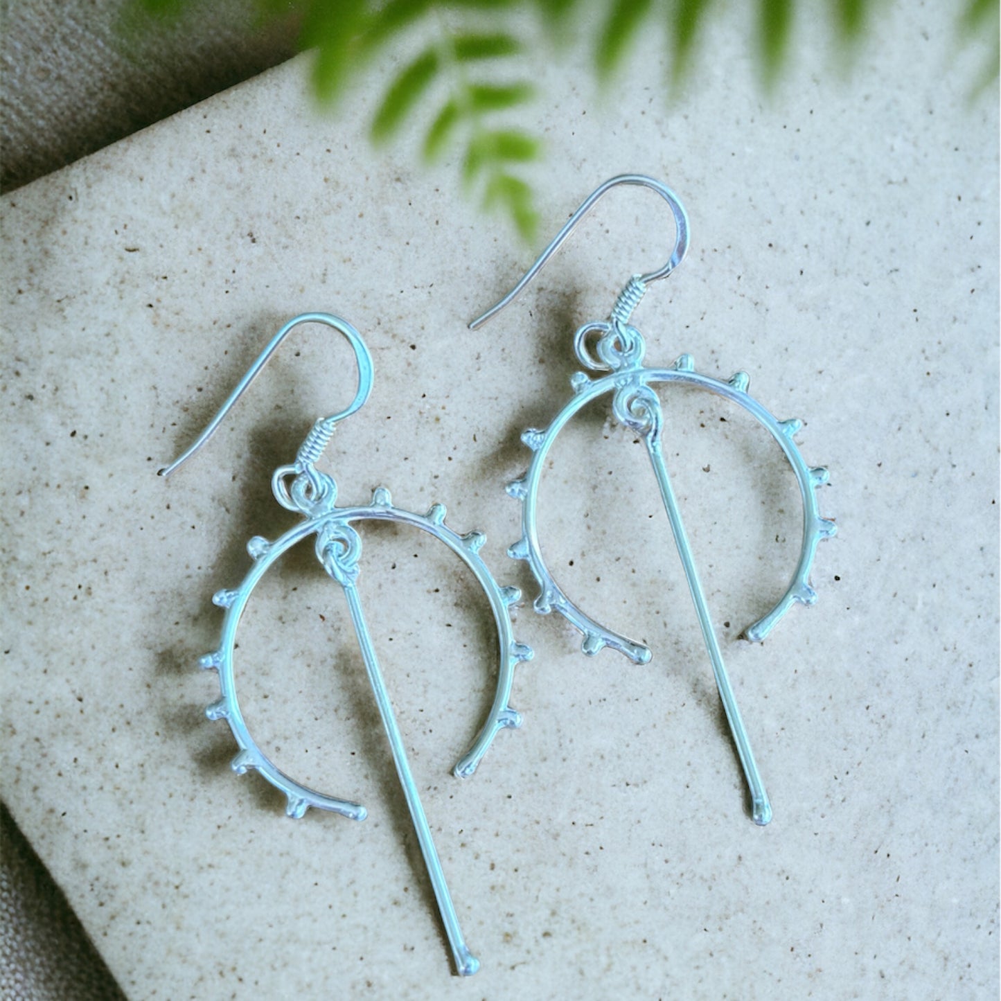 Crescent sterling silver earrings