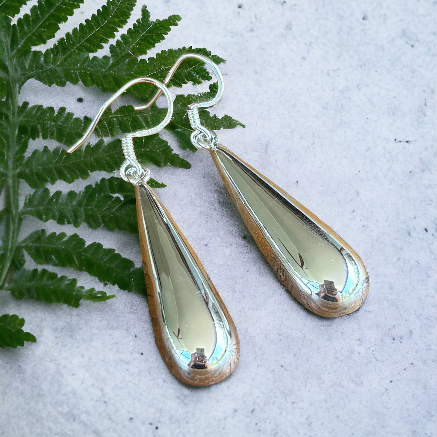 Teardrop solid sterling silver earrings