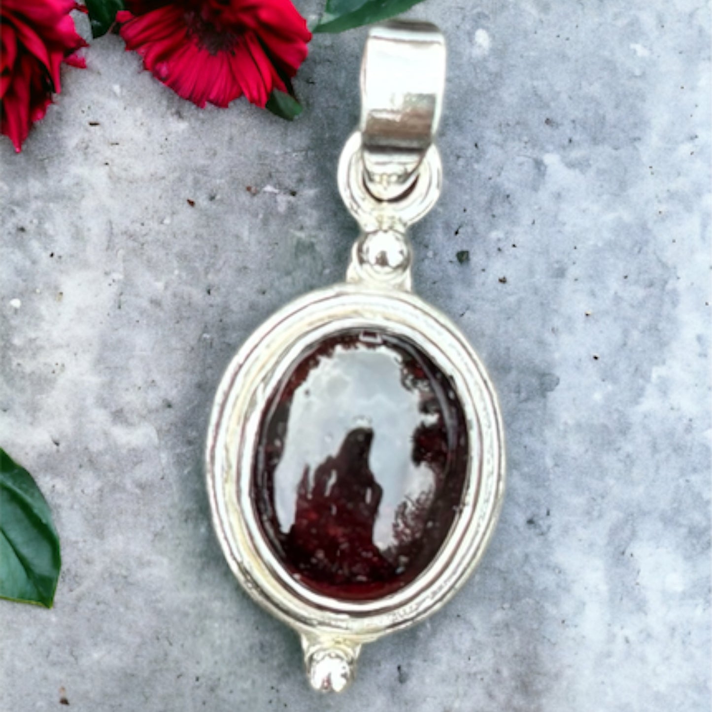 Garnet Oval Pendant