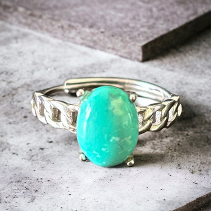 Larimar adjustable sterling silver ring