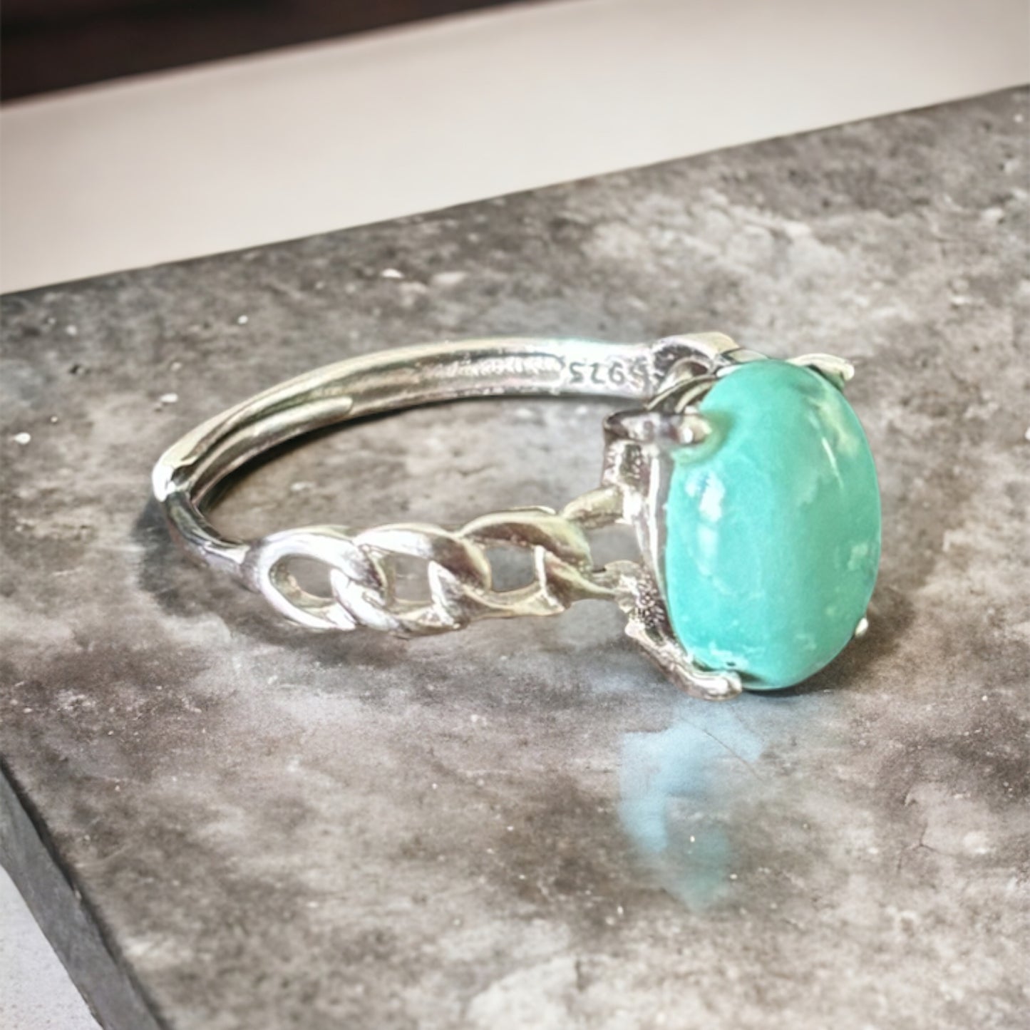 Larimar adjustable sterling silver ring