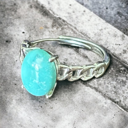 Larimar adjustable sterling silver ring