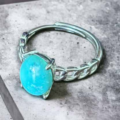 Larimar adjustable sterling silver ring