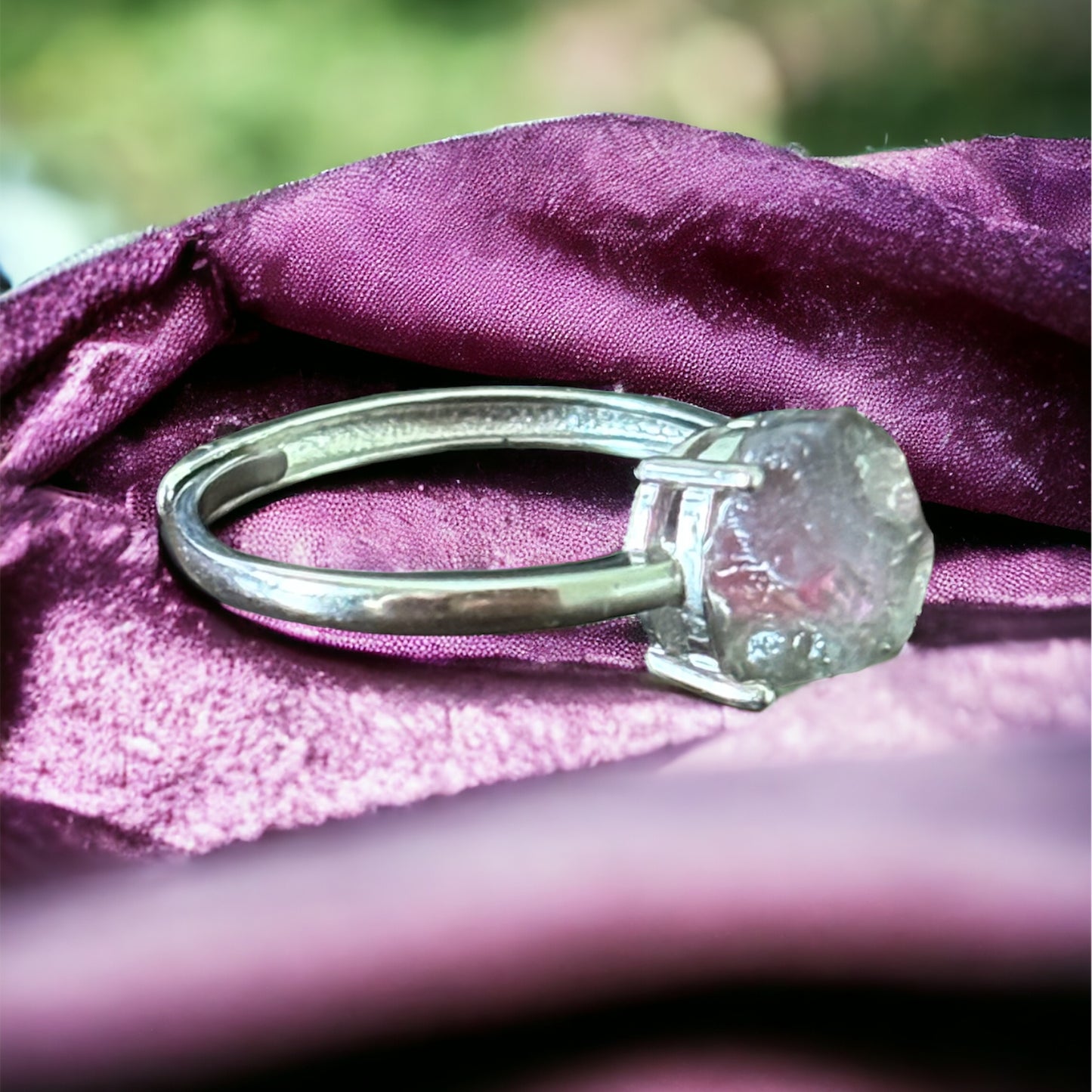 Tourmaline adjustable sterling silver ring