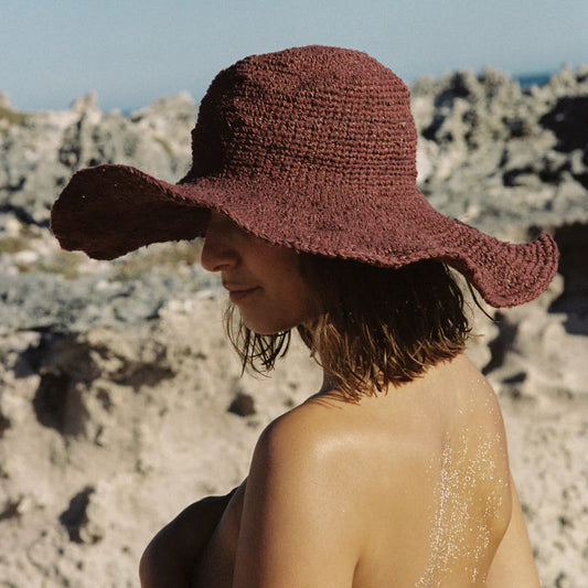 Janis Wide Brim Hat - Merlot