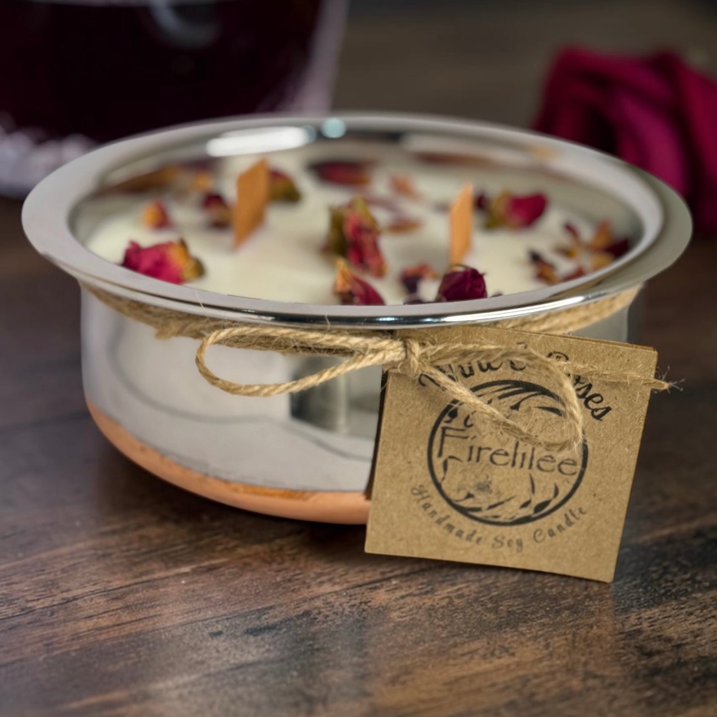 Wine and Roses Wood wick Bowl Candle