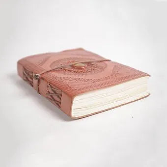 Embossed leather & Yellow Gemstone Journal