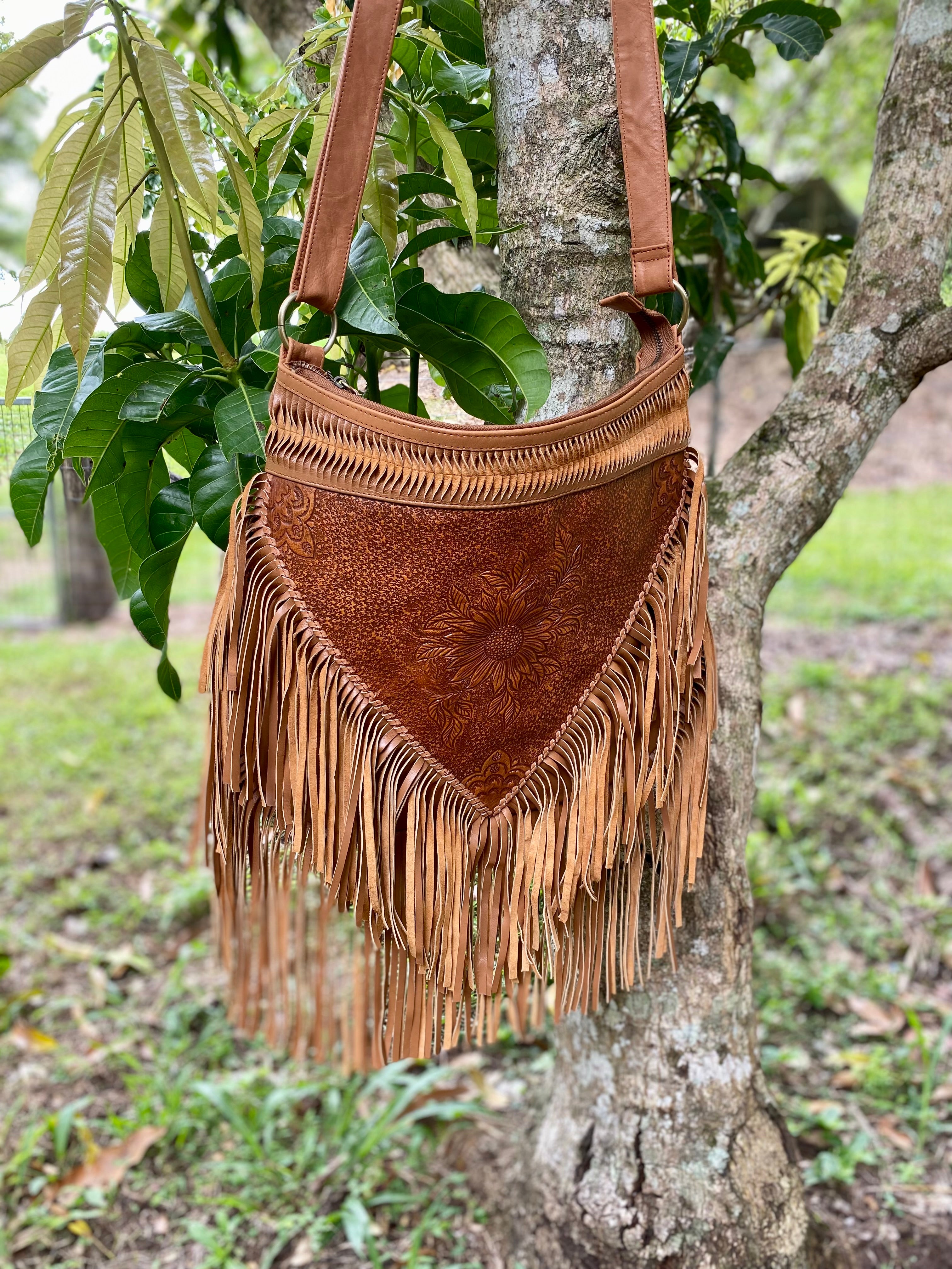 Sunflower Tassel Bag Vintage Tan