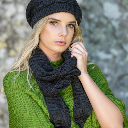 Mohair Triangle Neck Scarf - Black
